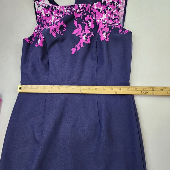 Maya Brooke Dress 2pc Jacket 10 Navy Pink Midi Mother Bride Groom Wedding Event - Picture 12 of 16